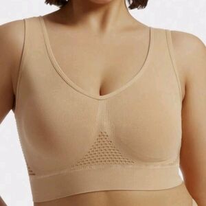 NUDE Sports Bra Breathable/Wireless WIDE COMFORT STRAPS W/ Removable Pa…